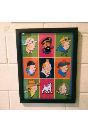 Framed Tintin FanArt : Faces (12" X 9")