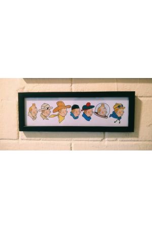 Framed Tintin FanArt : Faces (12" X 4")